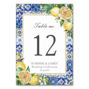 Lemons Floral Greenery Wedding Bridal Baby Shower Table Number