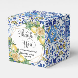 Lemons Floral Meditteranean Mosaic Tiles Wedding  Favour Box