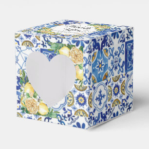 Lemons Floral Meditteranean Mosaic Tiles Wedding Favour Box