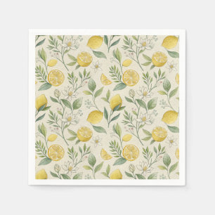 Lemons & Flowers Pattern Napkins