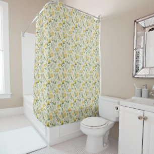 Lemons & Flowers Pattern Shower Curtain