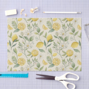 Lemons & Flowers Pattern Tissue Paper