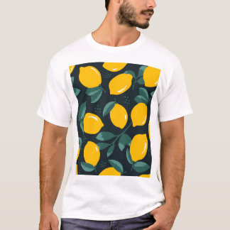 Lemons Flowers, Vintage Summer Texture. T-Shirt