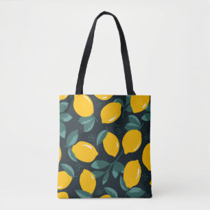 Lemons Flowers, Vintage Summer Texture. Tote Bag