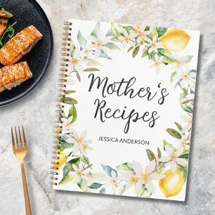 Lemons Flowers Wreath Mother Cooking Recipe Book