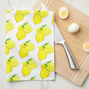 lemons fruit watercolor Kitchen Citrus tropical Tea Towel
