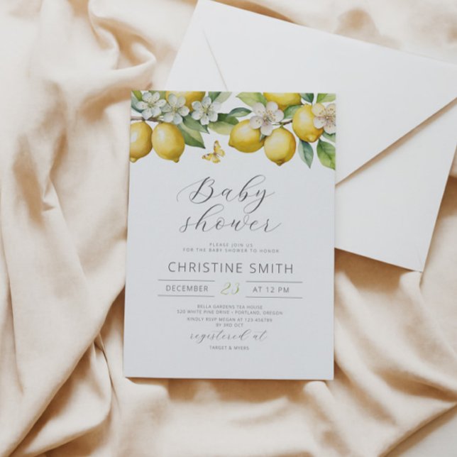 Lemons Fruits Citrus Baby Shower Invitation (Creator Uploaded)