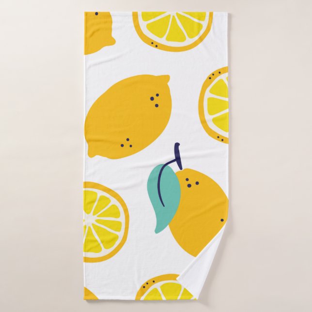 Lemons fruits seamless pattern bath towel (Bath Towel)