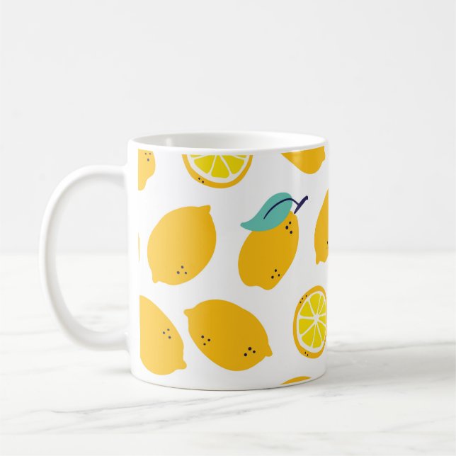 Lemons fruits seamless pattern coffee mug (Left)