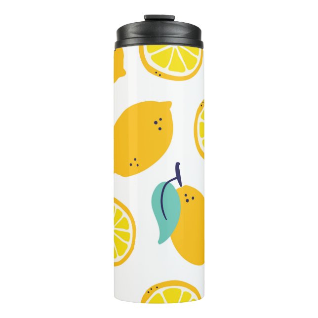 Lemons fruits seamless pattern thermal tumbler (Front)