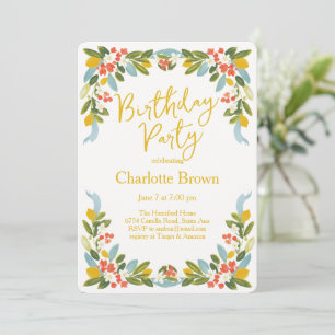 Lemons Garland Birthday Invitation