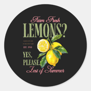 Lemons graphic vintage farm fresh aesthetic summer classic round sticker