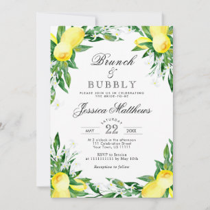 Lemons Greenery Blossom Brunch & Bubbly Invitation