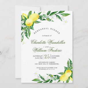 Lemons Greenery Blossom Rehearsal  Dinner Invitation