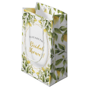 Lemons Greenery Watercolor Bridal Shower Small Gift Bag