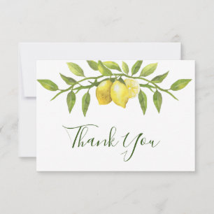 Lemons & Greenery Watercolor Thank You Card