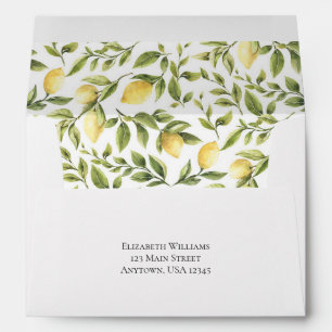 Lemons Greenery Watercolor Yellow Green Envelope