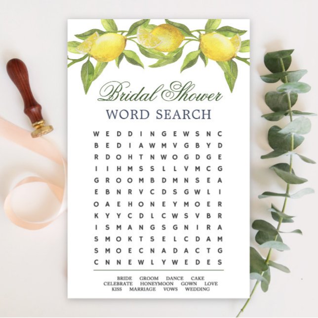Lemons & Greenery  Word Search Bridal Shower Game (Creator Uploaded)
