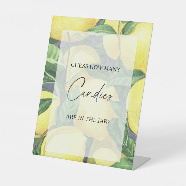 Lemons -guess how many candies game pedestal sign (Front)