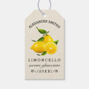 Lemons Homemade Limoncello Hang Tag   Bottle