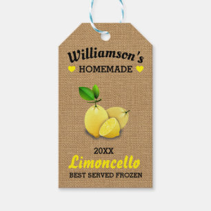 Lemons Homemade Limoncello Rustic Burlap Gift Tags