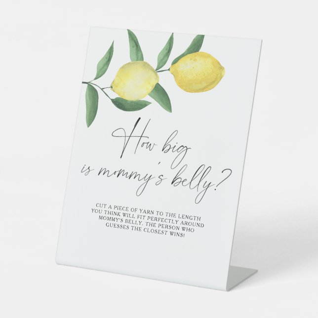 Lemons - how big is mummy's belly game  pedestal sign (Front)