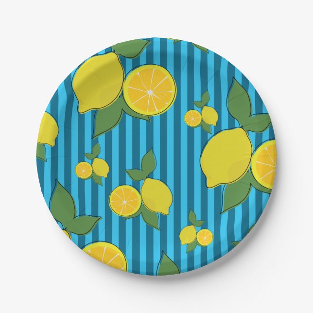 Lemons Illustration Paper Plate (Front)
