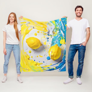 Lemons in a Splash Fleece Blanket