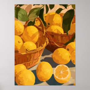 Lemons in baskets poster
