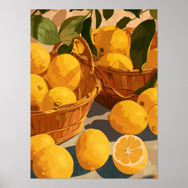 Lemons in baskets poster (Front)