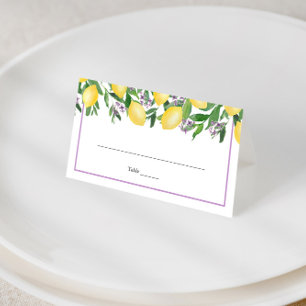 Lemons Lavender Yellow Wedding Party Place Card