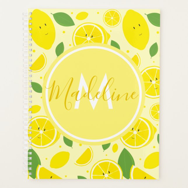 Lemons Leaf Pattern Name Initial Planner (Front)