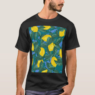 Lemons, leaves: citrus tropical pattern. T-Shirt