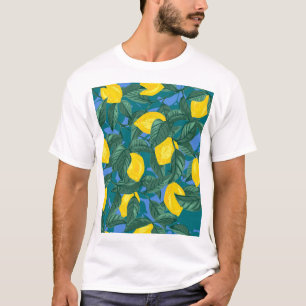 Lemons, leaves: citrus tropical pattern. T-Shirt