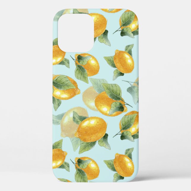 Lemons Leaves: Watercolor Seamless Print Case-Mate iPhone Case (Back)
