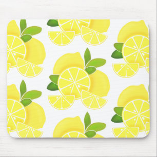 Lemons   lemon slices   sunny citrus pattern    mouse pad