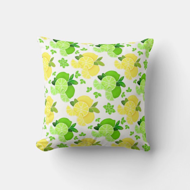 Lemons lime| lemon lime slices sunny citrus   cushion (Front)
