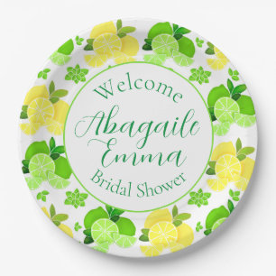 Lemons limes sunny citrus Bridal Shower Invitation Paper Plate