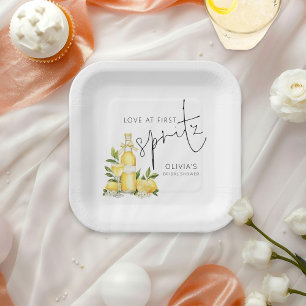 Lemons Love at First Spritz Name Bridal Shower Paper Plate