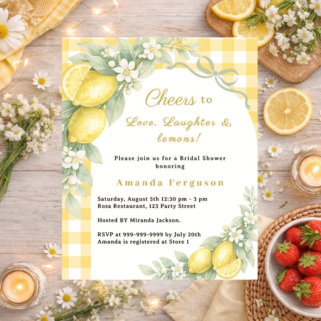 Lemons love gingham Bridal Shower invitation (Creator Uploaded)