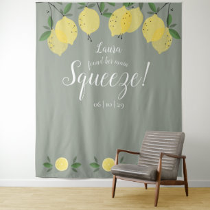 Lemons Main Squeeze Green Bridal Shower Backdrop Tapestry