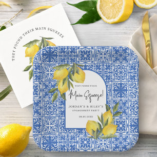 Lemons & Mediterranean Main Squeeze Engagement Paper Plate