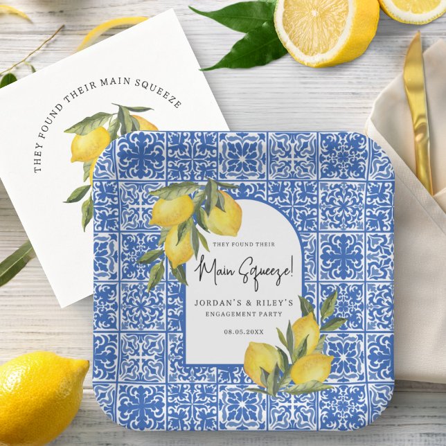 Lemons & Mediterranean Main Squeeze Engagement Paper Plate (Creator Uploaded)
