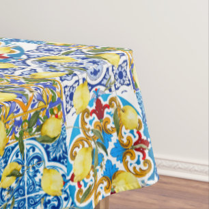 Lemons,Mediterranean,majolica,Italian tiles,summer Tablecloth