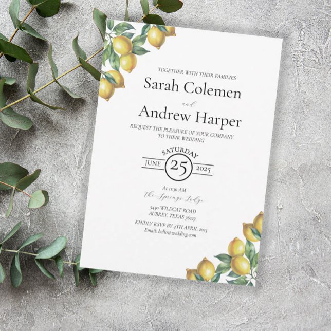Lemons Mediterranean Sicilian Destination Wedding Invitation (Creator Uploaded)