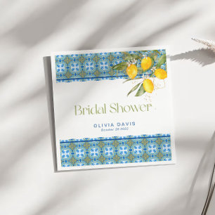 Lemons Mediterranean Tiles Bridal Shower Napkin