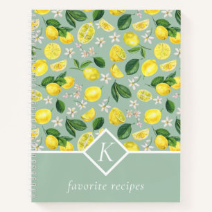 Lemons Monogram Recipe Book