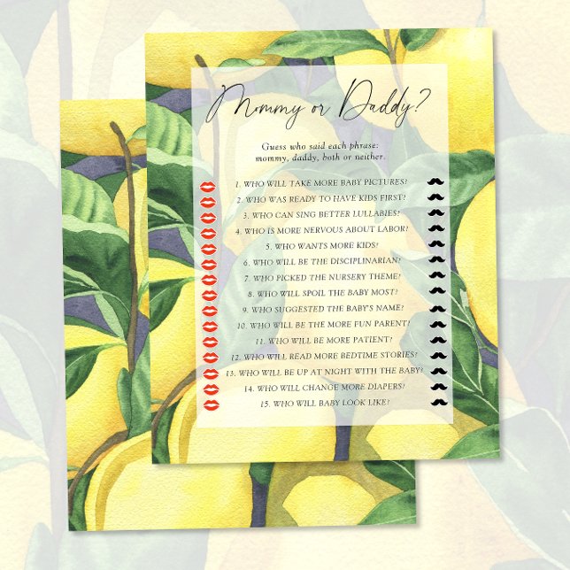 Lemons - mummy or daddy baby shower game (Creator Uploaded)