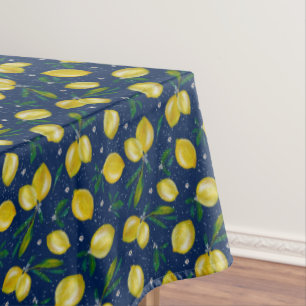 Lemons of Sorrento Blue and Yellow Citrus Tablecloth