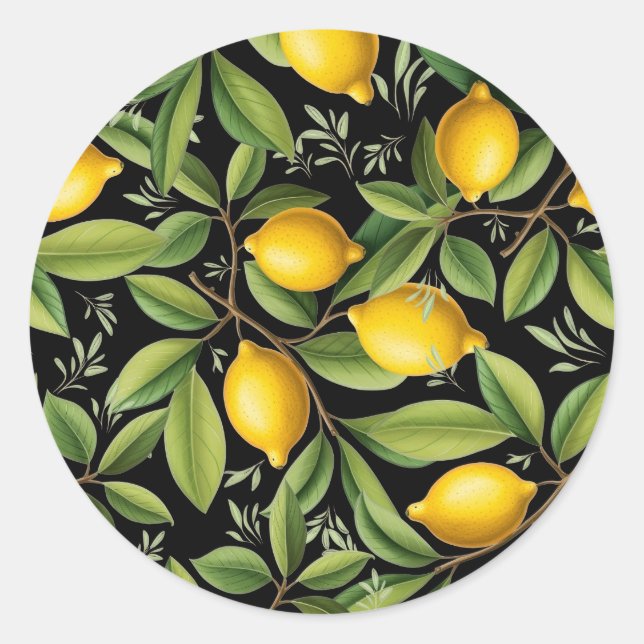 Lemons of the Amalfi Coast Elegant Classic Round Sticker (Front)